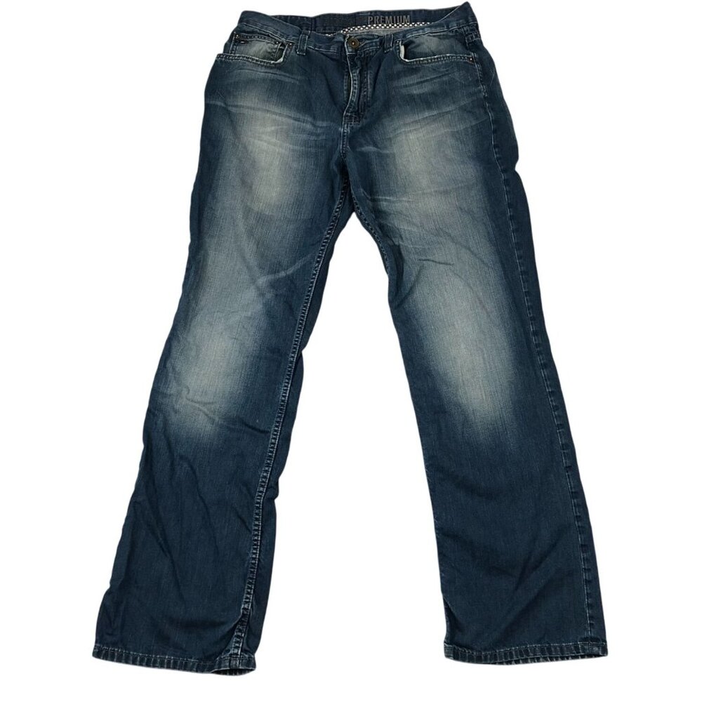 Hilfiger Premium Mens Jeans Size 34W Straight Casual Classic Blue Denim Y2K